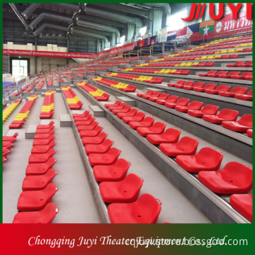 JY-706 telescopic tribune folding stand steel frame plastic seat bleacher telescopic tribune